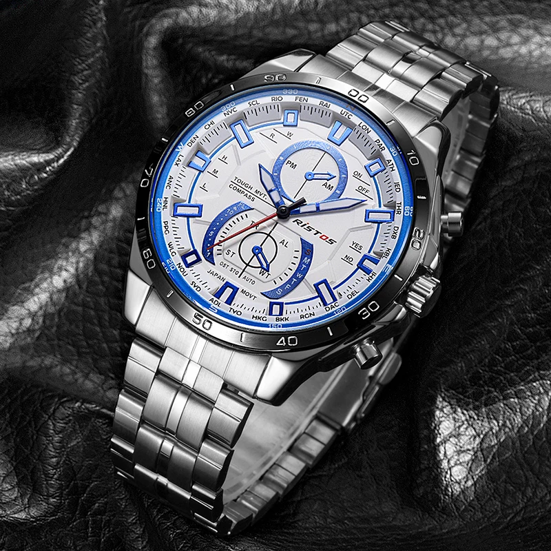 RISTOS часы из нержавеющей стали Reloj Masculino Экстремальные виды спорта военные 2017