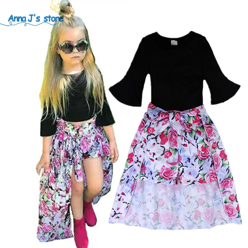 Girls Clothing Set 3pcs New Summer Flare sleeve black Top + floral Shorts + floral dress Girls Suit Children Clothing Set TZ558
Girls Clothing Set 3pcs New Summer Flare sleeve black Top + floral Shorts + floral dress Girls Suit Children Clothing Set TZ558