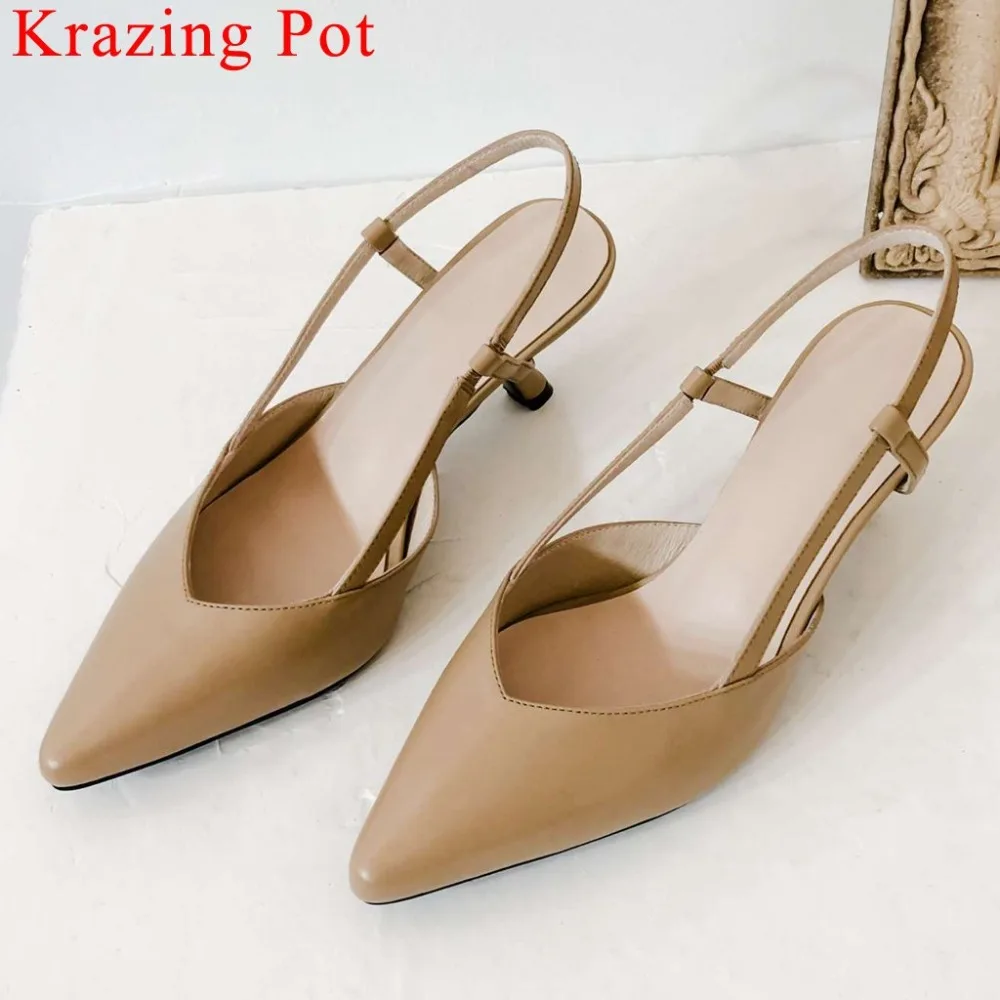 Krazing Pot full grain leather slingback women sandals stiletto high heels pointed toe queen of party dancer slingback shoes L69
Krazing Pot full grain leather slingback women sandals stiletto high heels pointed toe queen of party dancer slingback shoes L69