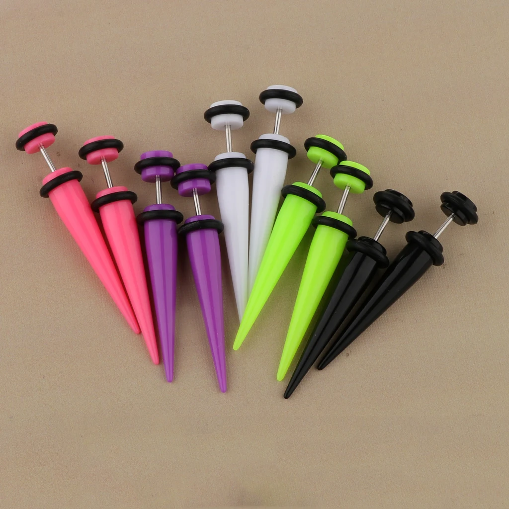 MagiDeal 10Pcs 18G Fake Cheater Ear Taper Stretcher Plugs Stretching Tunnels