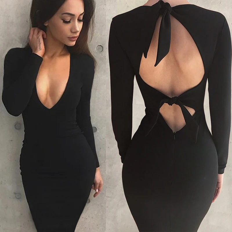 Nadafair Deep V Neck Backless Long Sleeve Wrap Midi Dress 2018 New Fashion Women Sexy Bodycon Club Party Dresses
Nadafair Deep V Neck Backless Long Sleeve Wrap Midi Dress 2018 New Fashion Women Sexy Bodycon Club Party Dresses