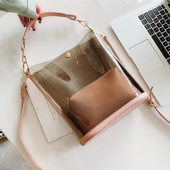 Summer transparent handbag women Beach Bag PVC Ladies Crossbody Bags Bucket Shoulder bag for Female Handbags and Purses 2PCS/SET
Summer transparent handbag women Beach Bag PVC Ladies Crossbody Bags Bucket Shoulder bag for Female Handbags and Purses 2PCS/SET