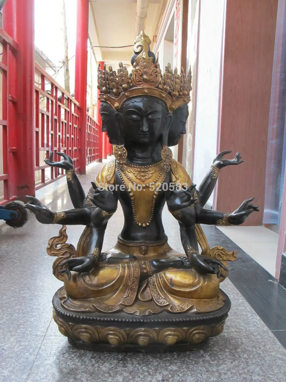 free 32"Tibetan old Bronze gilded Buddha Four Face Head 8 Arm Hands Brahma Kwan yin fast
free 32"Tibetan old Bronze gilded Buddha Four Face Head 8 Arm Hands Brahma Kwan yin fast