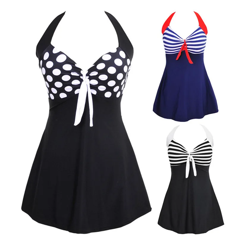 2019 Sexy Plus size Striped Halter Skirt Swimwear Women One piece Suits Swimsuit Tankini Female Bathing suit Swimwear Dress 4XL
2019 Sexy Plus size Striped Halter Skirt Swimwear Women One piece Suits Swimsuit Tankini Female Bathing suit Swimwear Dress 4XL