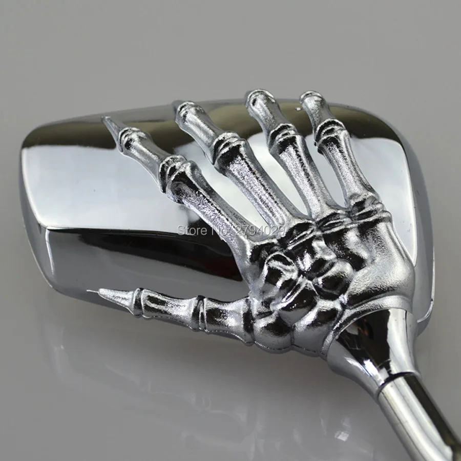 

Free Shipping Universal Mirror Motorcycle Chrome Ghost Skeleton Hand Scooter Rearview Side Mirror for Most of Motorcycle Custom