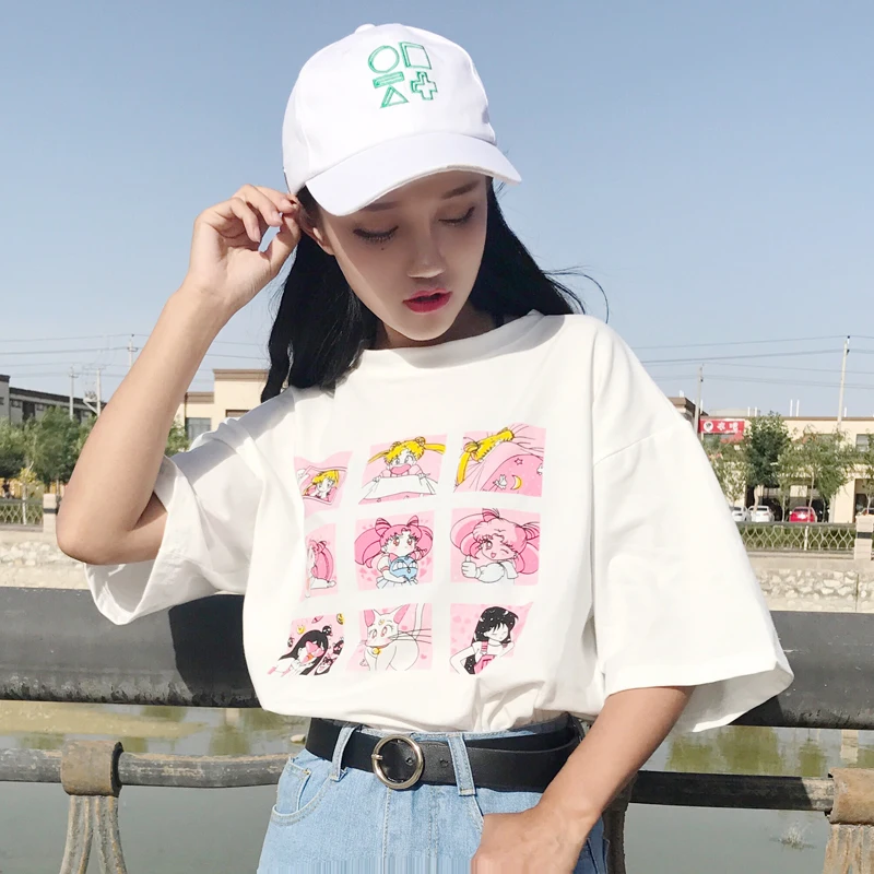 Sailor Moon anime Kawaii T Shirt Summer Women Tops Harajuku T-shirts Print Loose Tee Shirt Japan cartoon aesthetic 90s
Sailor Moon anime Kawaii T Shirt Summer Women Tops Harajuku T-shirts Print Loose Tee Shirt Japan cartoon aesthetic 90s
