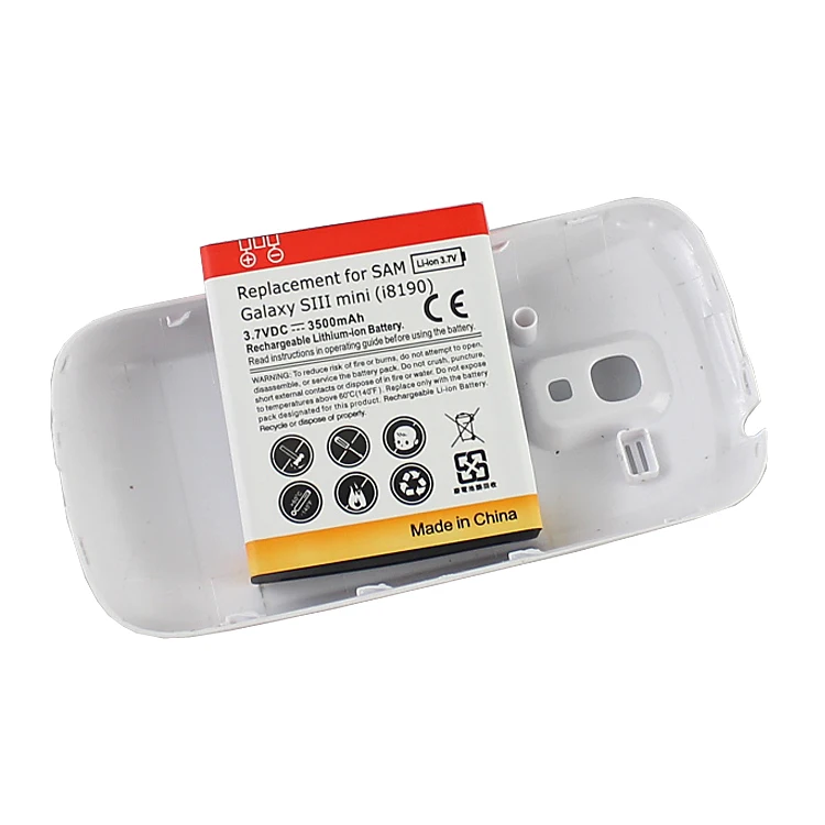High Quality 3500mAh Extended Cell Phone Battery For Samsung Galaxy S3 Mini i8190 batery bateria + White Cover
High Quality 3500mAh Extended Cell Phone Battery For Samsung Galaxy S3 Mini i8190 batery bateria + White Cover