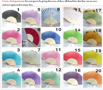 100pcs Wedding& Party Hand Folding Elegant Silk Hand Fan Decoration Favors 25 kinds colors can be selecet
100pcs Wedding& Party Hand Folding Elegant Silk Hand Fan Decoration Favors 25 kinds colors can be selecet