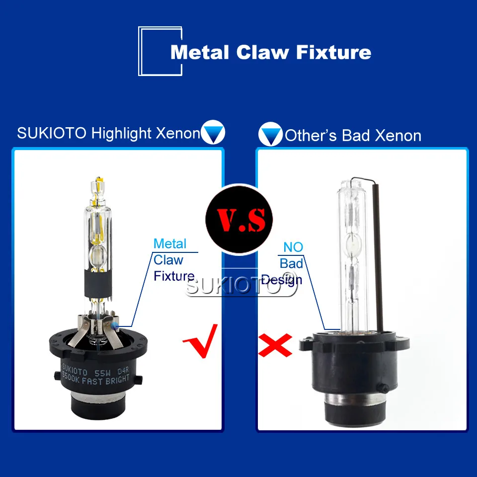 SUKIOTO 2PCS Fast Bright 55W D4S D2S Xenon HID Bulb D2R D4R 5500K Car headlamp for D2 D4 ballast D5DV00829000 1307329087 LAD5GL (11)