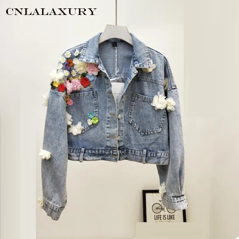 Flower Appliques Women Denim Jacket 2019 Spring Autumn Embroidery Sequins Outwear Single Breasted Pockets Chic Coat
Flower Appliques Women Denim Jacket 2019 Spring Autumn Embroidery Sequins Outwear Single Breasted Pockets Chic Coat