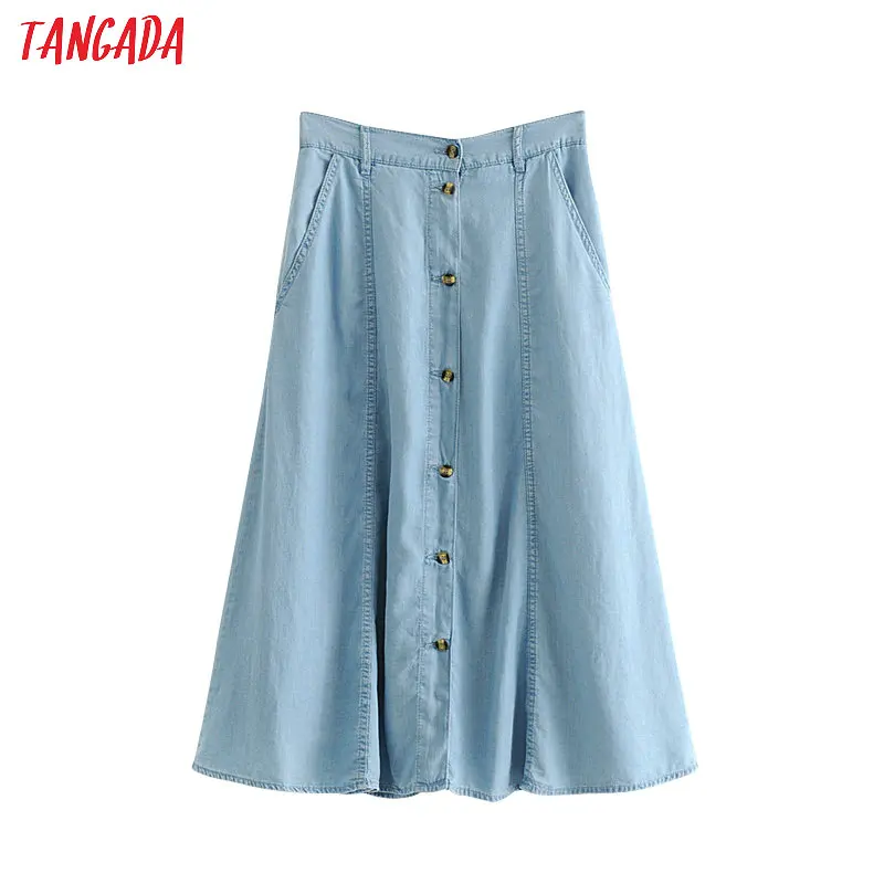 Tangada autumn 2019 women vintage denim skirt blue buttons pocket retro casual pleated midi skirts faldas mujer 3W93
Tangada autumn 2019 women vintage denim skirt blue buttons pocket retro casual pleated midi skirts faldas mujer 3W93