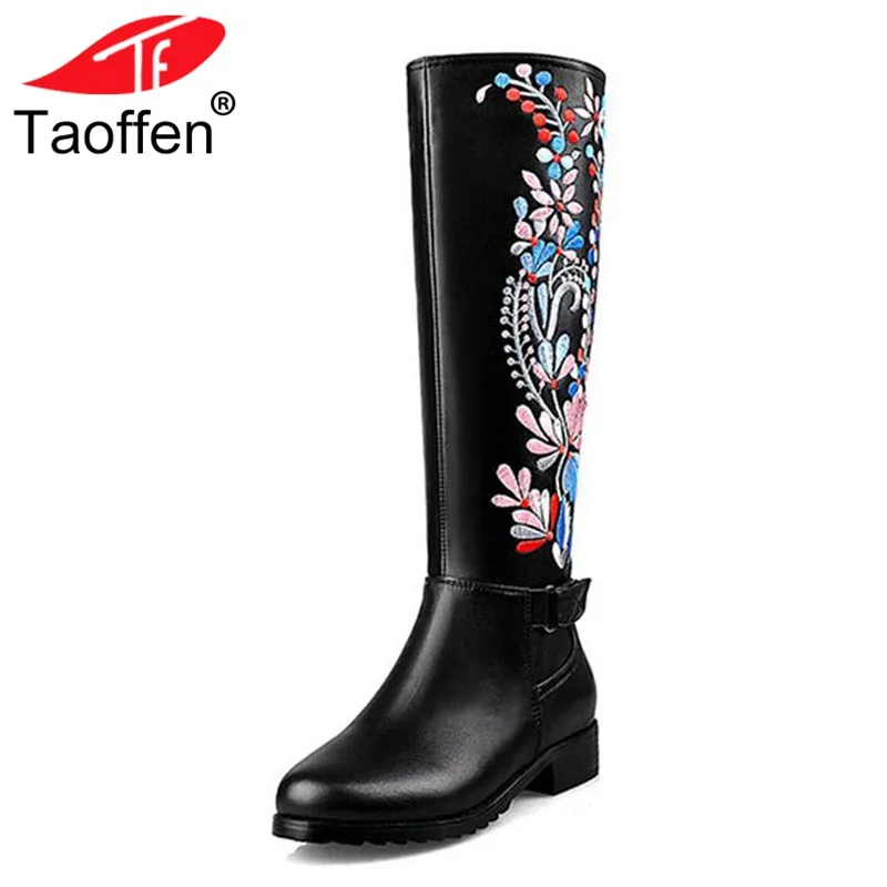 TAOFFEN Women Real Leather Med Heel Knee High Winter Boots For Women Embroidery Flower Brand Shoes Women Warm Bota Size 34-39
TAOFFEN Women Real Leather Med Heel Knee High Winter Boots For Women Embroidery Flower Brand Shoes Women Warm Bota Size 34-39