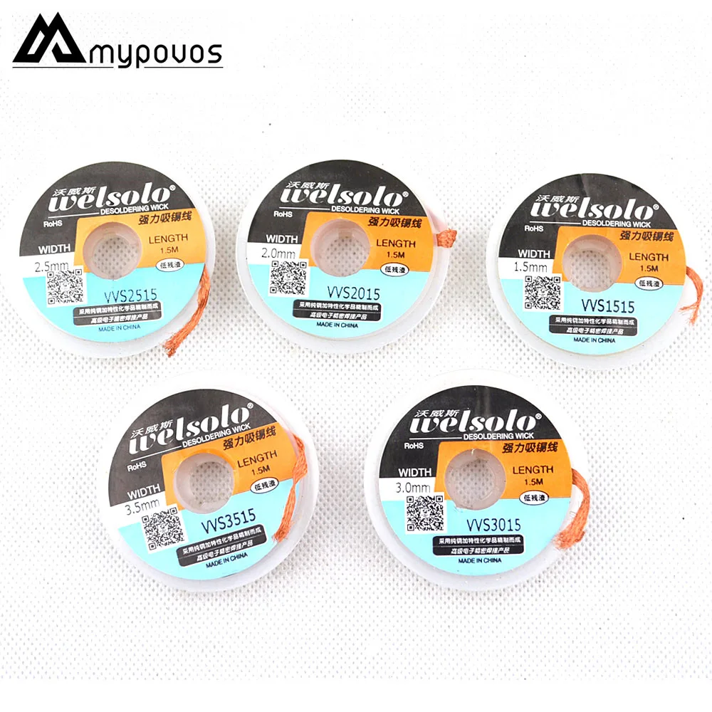 5pcs/lot Desoldering wire Braid Soldering wick Suction-line 1.5m Length Wick/Soldering Accessory length 1.5m width 1.5-3.5mm
5pcs/lot Desoldering wire Braid Soldering wick Suction-line 1.5m Length Wick/Soldering Accessory length 1.5m width 1.5-3.5mm