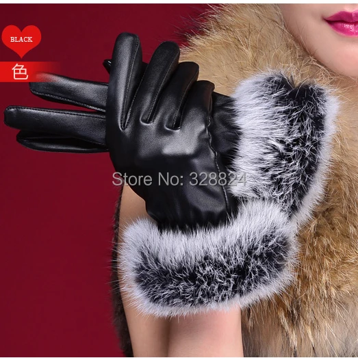 Free shipping Fur women gloves for women pu leather gloves sheepskin women gloves warm winter gloves Free shipping Fur women gloves for women pu leather gloves sheepskin women gloves warm winter gloves