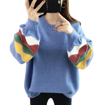 Women Sweater Long Sleeve Contrast Color Knit Jumper 2018 Autumn Winter New Knitted Pullover Korean Loose Causal Knitwear D514
Women Sweater Long Sleeve Contrast Color Knit Jumper 2018 Autumn Winter New Knitted Pullover Korean Loose Causal Knitwear D514