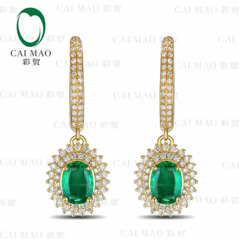 CaiMao 1.69 ct Natural Emerald 18KT/750 Yellow Gold 0.78 ct Full Cut Diamond Earrings Jewelry Gemstone
CaiMao 1.69 ct Natural Emerald 18KT/750 Yellow Gold 0.78 ct Full Cut Diamond Earrings Jewelry Gemstone
