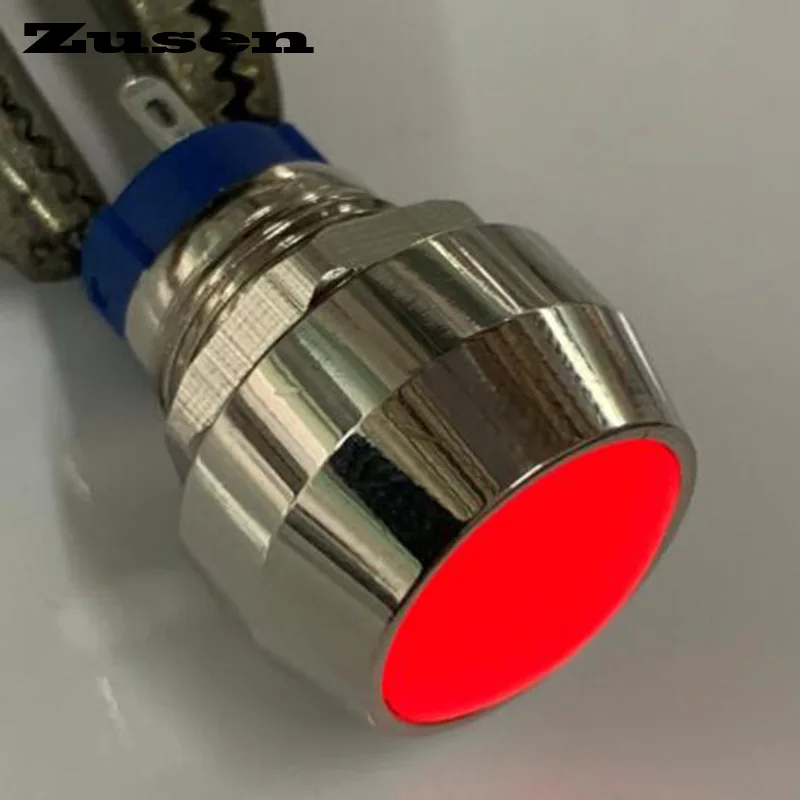 

Zusen 12mm Dome head with red led on/off ZS12B-10ZD/R/12V/J/N 1NO Latching Push Button Switch Pin terminal