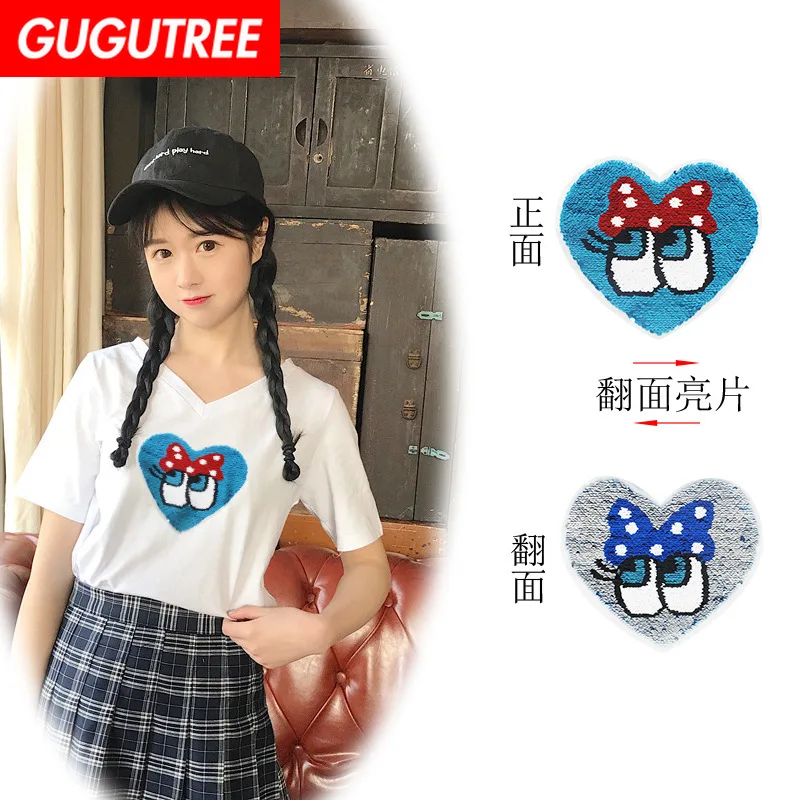 GUGUTREE embroidery Sequins big love heart patches eyes patches badges applique patches for clothing XC-150
GUGUTREE embroidery Sequins big love heart patches eyes patches badges applique patches for clothing XC-150