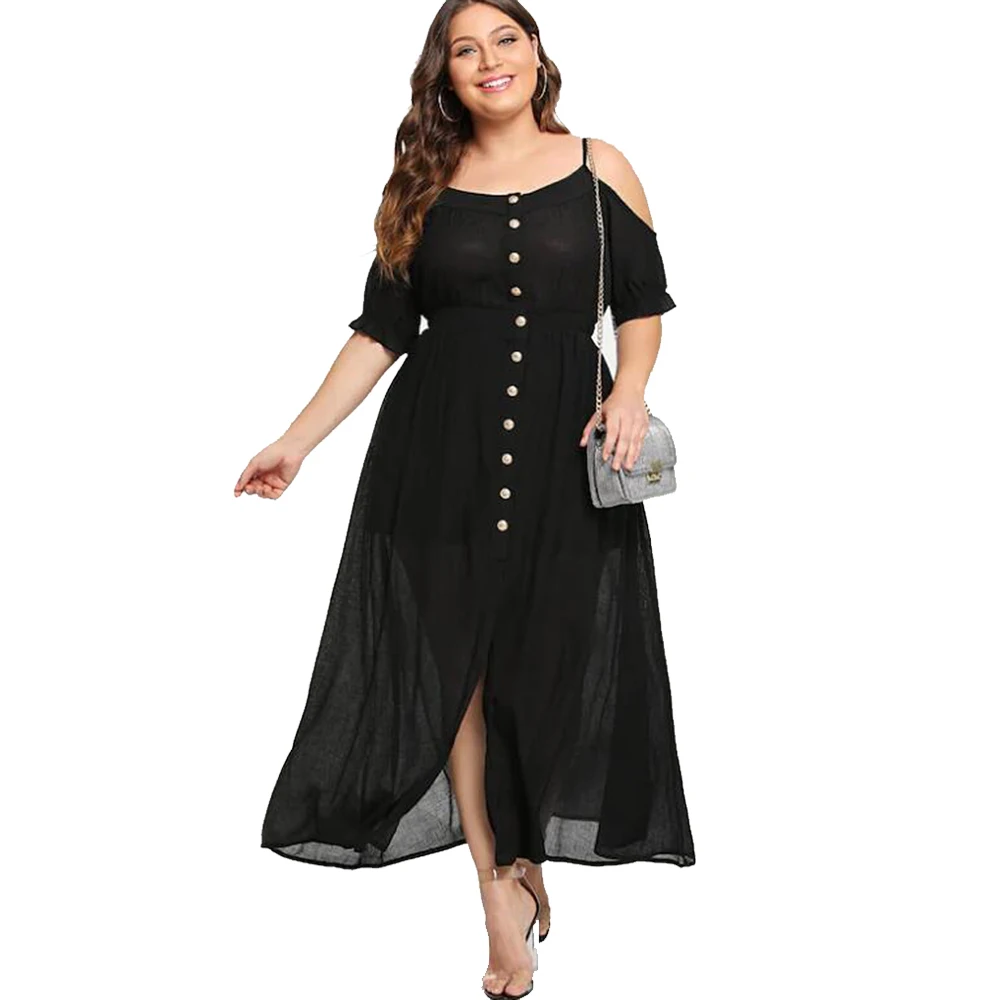 Wipalo Women Plus Size Cold Shoulder Button Asymmetrical Maxi Dress Spaghetti Strap Solid Daily Casual Dress Summer Beach Dress
Wipalo Women Plus Size Cold Shoulder Button Asymmetrical Maxi Dress Spaghetti Strap Solid Daily Casual Dress Summer Beach Dress