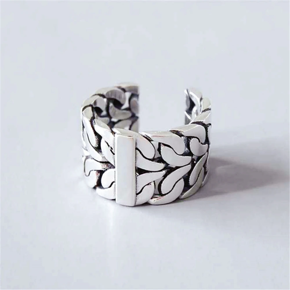 Korean free shiping 925 sterling silver chain style ladies ring punk rock vintage big ring women wide face large finger KJZ0385
Korean free shiping 925 sterling silver chain style ladies ring punk rock vintage big ring women wide face large finger KJZ0385
