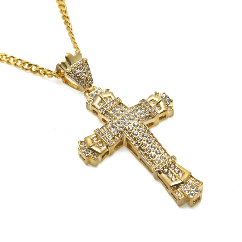 Golden Bling Jesus God Blessing Necklaces Hip Hop Jewelry Crystal Crossing Pendants Charm Rhinestone Chains
Golden Bling Jesus God Blessing Necklaces Hip Hop Jewelry Crystal Crossing Pendants Charm Rhinestone Chains