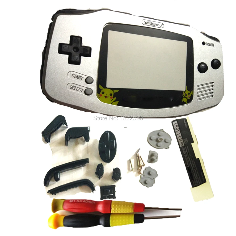 New Sale Silver Color With Black Buttons Case Game Handheld Console Full Set Shell For NintendoGBA With Rubber Pads Parts Boy 
New Sale Silver Color With Black Buttons Case Game Handheld Console Full Set Shell For NintendoGBA With Rubber Pads Parts Boy