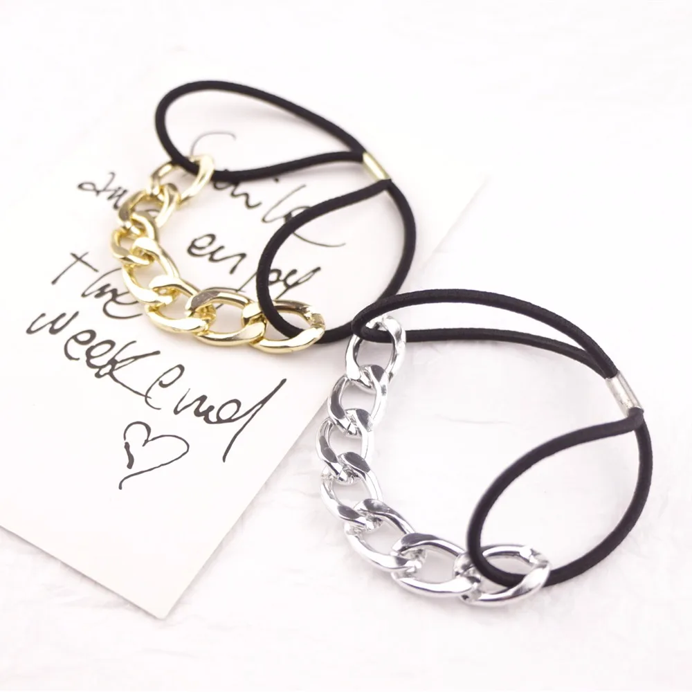Punk Style Women Hair Ties Fashion Gold/Silver Elastic Rubber Bands Hairband Hair Elastics Girl Accessories Headdress
Punk Style Women Hair Ties Fashion Gold/Silver Elastic Rubber Bands Hairband Hair Elastics Girl Accessories Headdress
