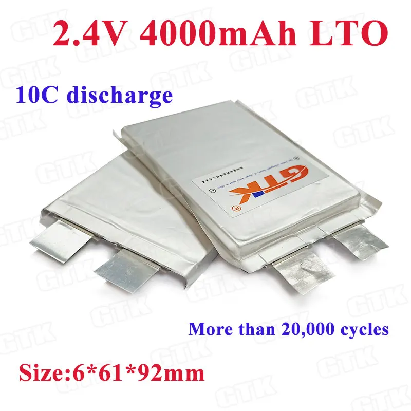 6pc 2.4v 4Ah 4000mah LTO lithium titanate battery 10C 40A discharge for DIY 12v 24v electric bike EV solar energy battery pack
6pc 2.4v 4Ah 4000mah LTO lithium titanate battery 10C 40A discharge for DIY 12v 24v electric bike EV solar energy battery pack