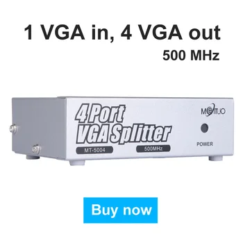 VGA Splitter Distributor 1 in 4 Out High Resolution 2048*1536 Support big Widescreen LCD Monitors Projector MT-VIKI 5004
VGA Splitter Distributor 1 in 4 Out High Resolution 2048*1536 Support big Widescreen LCD Monitors Projector MT-VIKI 5004