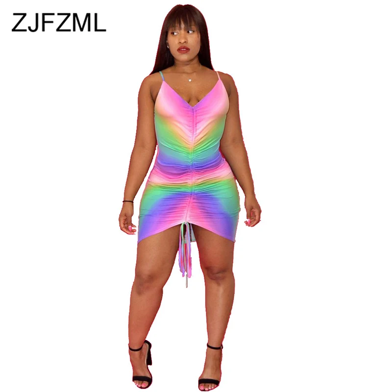 Rainbow Striped Drawstring Sexy Dress for Women Sleeveless Ruched Mini Summer Dress Plus Size Spaghetti Strap Bodycon Mini Dress
Rainbow Striped Drawstring Sexy Dress for Women Sleeveless Ruched Mini Summer Dress Plus Size Spaghetti Strap Bodycon Mini Dress