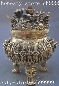 10" china brass wealth Treasure bowl 5 Fortuna beast head statue tank Crock pot
10" china brass wealth Treasure bowl 5 Fortuna beast head statue tank Crock pot