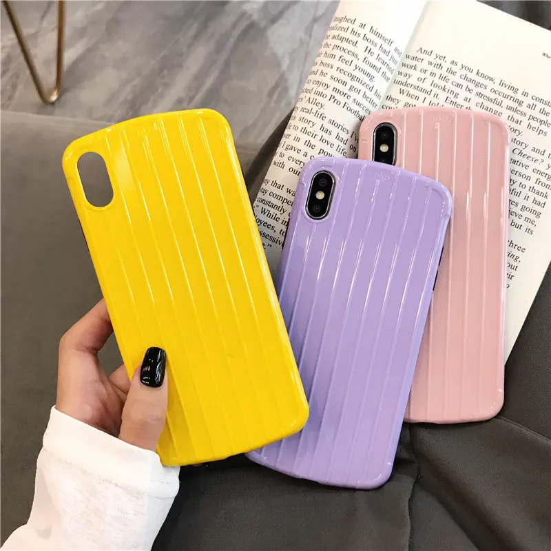 

Fashion Cute Macaron candy color New Phone Case For Huawei nova 3 4 mate20 P20 30 pro Vogue Glossy Arc Suitcase Back Cover coque