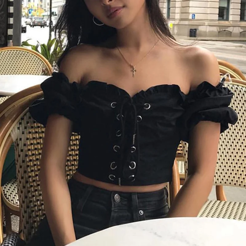 2019 Hot Summer Women Sexy Crop Tops Off Shoulder Bandage Solid Color Beach Travel Girl Casual Top CGU 88
2019 Hot Summer Women Sexy Crop Tops Off Shoulder Bandage Solid Color Beach Travel Girl Casual Top CGU 88