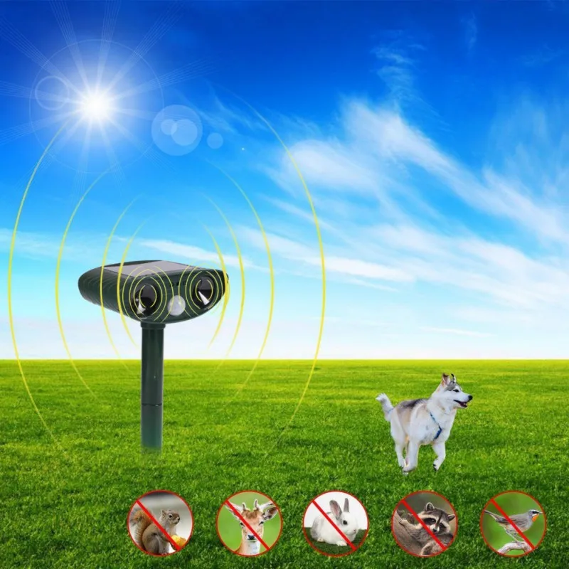 

Solar Powered Cat Dog Ultrasonic Repellent Outdoor and Waterproof Animal Repeller Deterrent Scarer Pest Control New