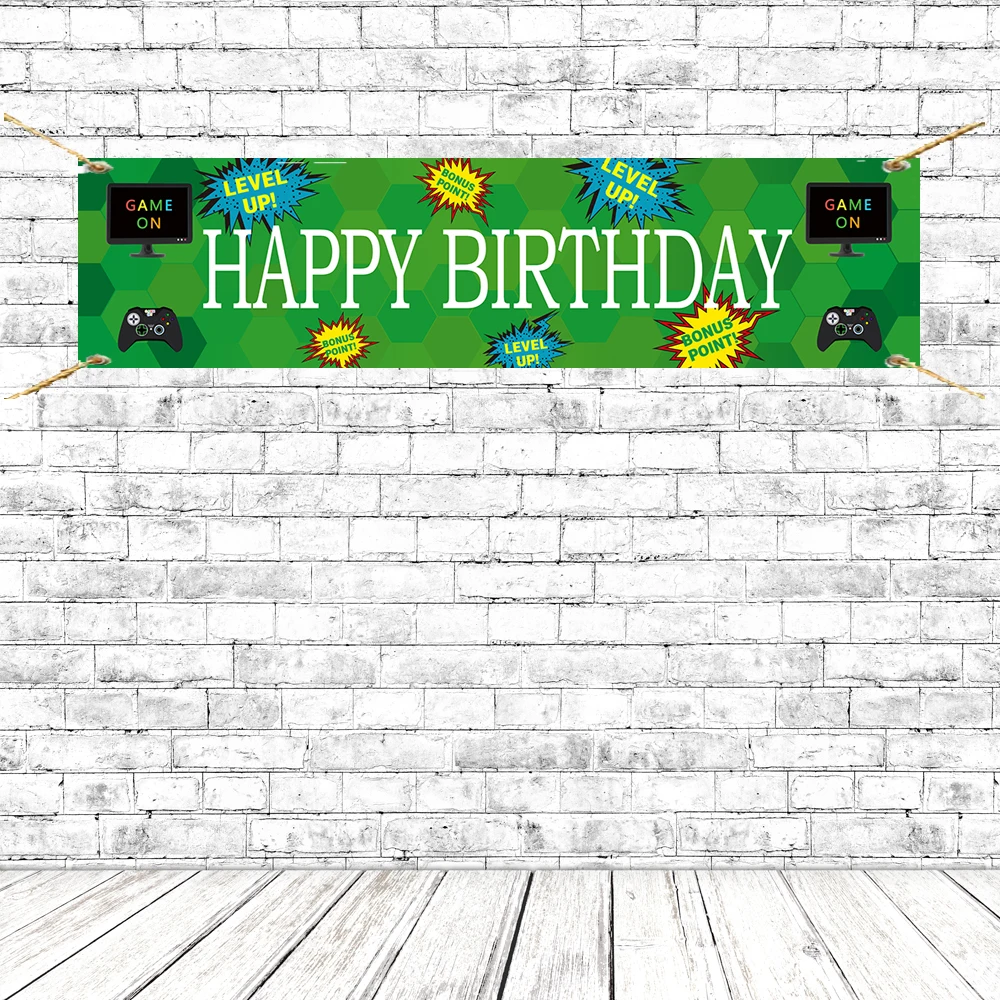 Play station Gamer theme birthday party banners retro PC Video Game 80s 90s game background green backdrop poster with Grommets
Play station Gamer theme birthday party banners retro PC Video Game 80s 90s game background green backdrop poster with Grommets