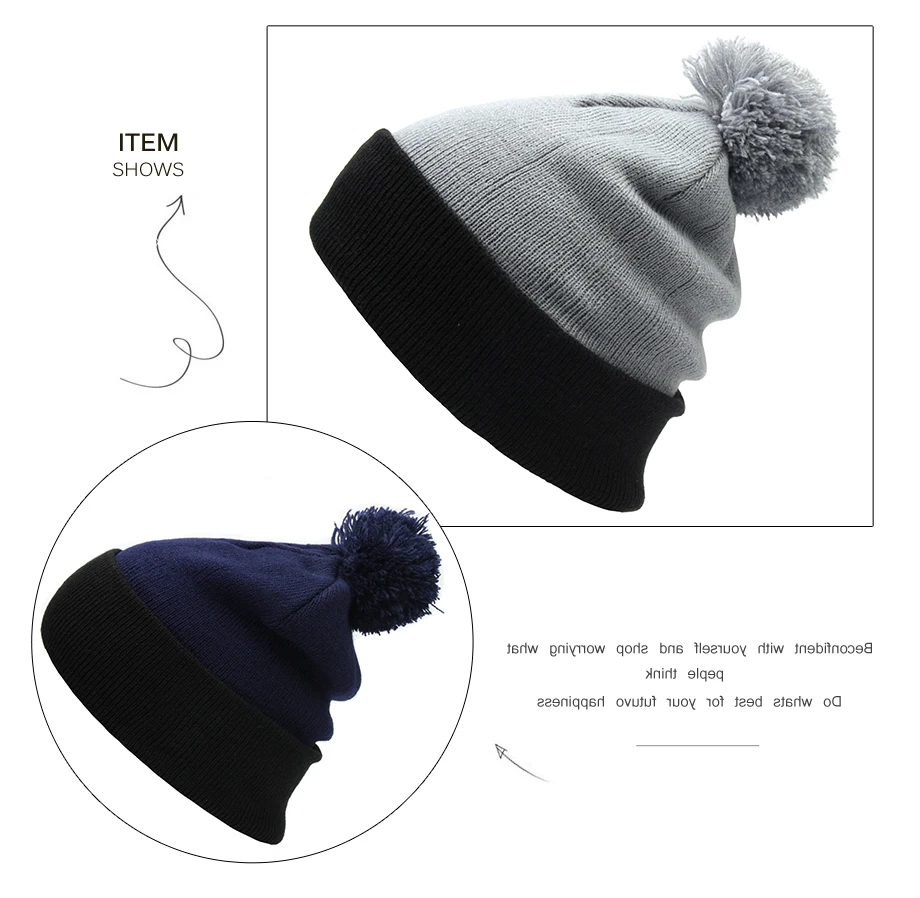 ADK Fashion Female's Beanie Pompoms 2018 Fashion New Winter Headwear Brand High Quality Outdoor Hat For Girls#CAP237 (14)