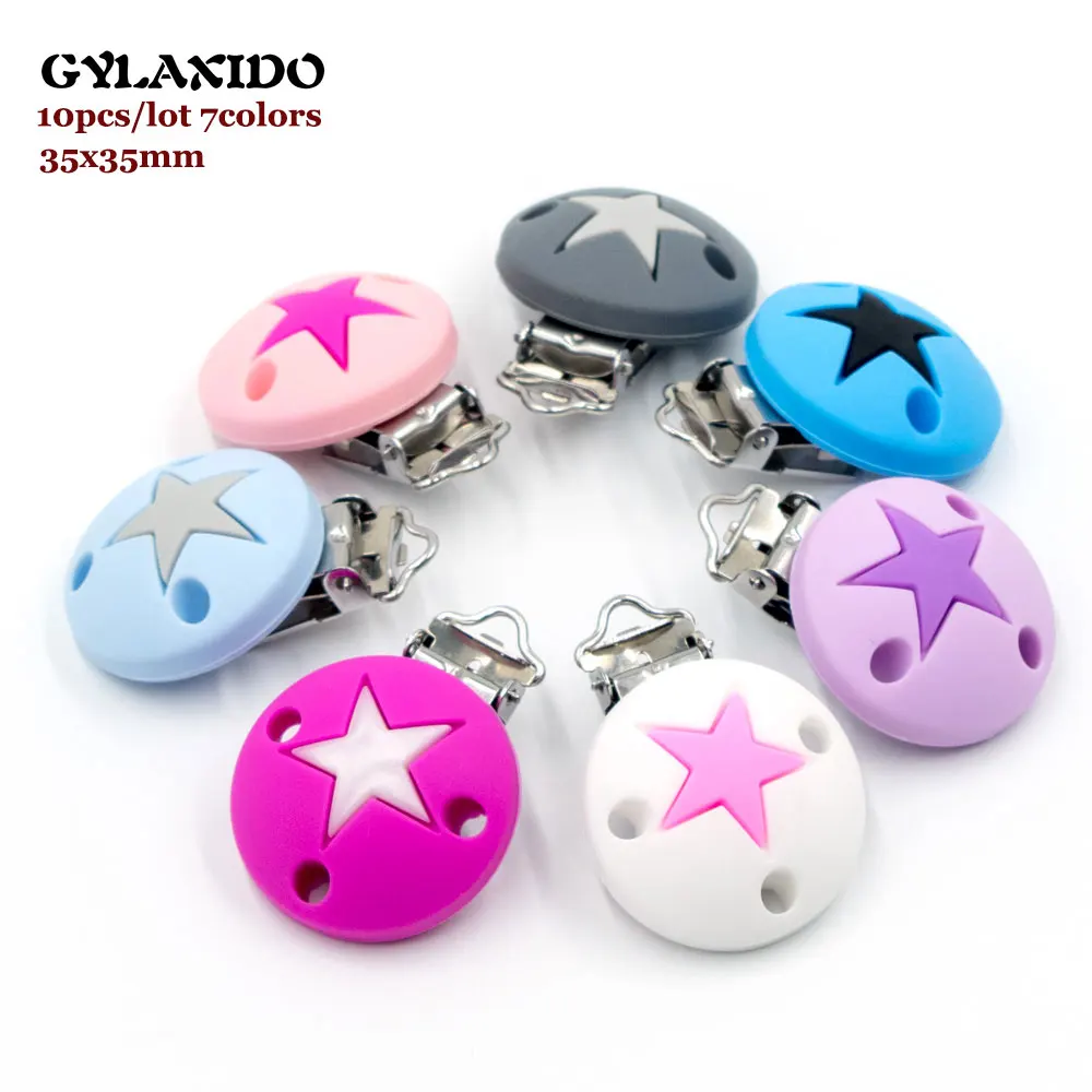 10Pcs Baby Pacifier Clips Colorful Round Star Silicone Clip BPA Free Nursing Toy Soother Holder DIY Baby Teething Necklace Toys
10Pcs Baby Pacifier Clips Colorful Round Star Silicone Clip BPA Free Nursing Toy Soother Holder DIY Baby Teething Necklace Toys
