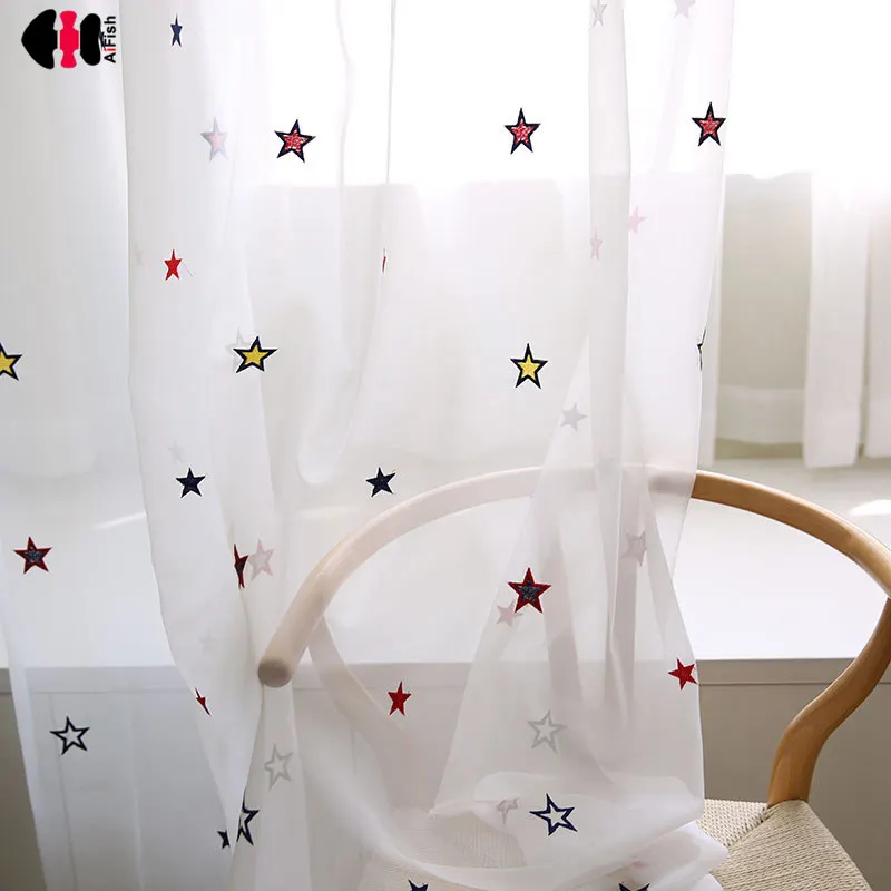 Colorful Star Embroidered Sheer Curtains for Living Room Terylene Fabric Children Charm Window Drapes P310C
Colorful Star Embroidered Sheer Curtains for Living Room Terylene Fabric Children Charm Window Drapes P310C