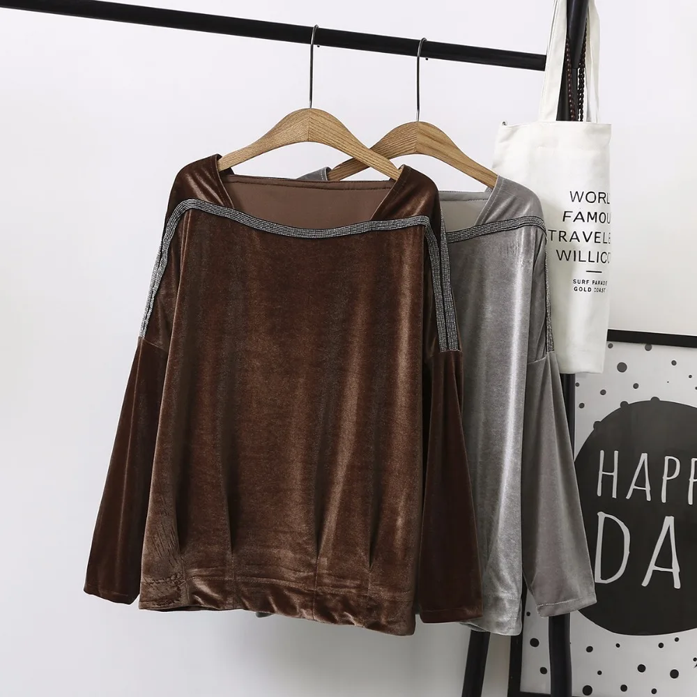 Ubetoku 2018 Spring women velvet T shirt ladies long sleeve shirt solid tops 4XL plus size fashion women office clothing
Ubetoku 2018 Spring women velvet T shirt ladies long sleeve shirt solid tops 4XL plus size fashion women office clothing