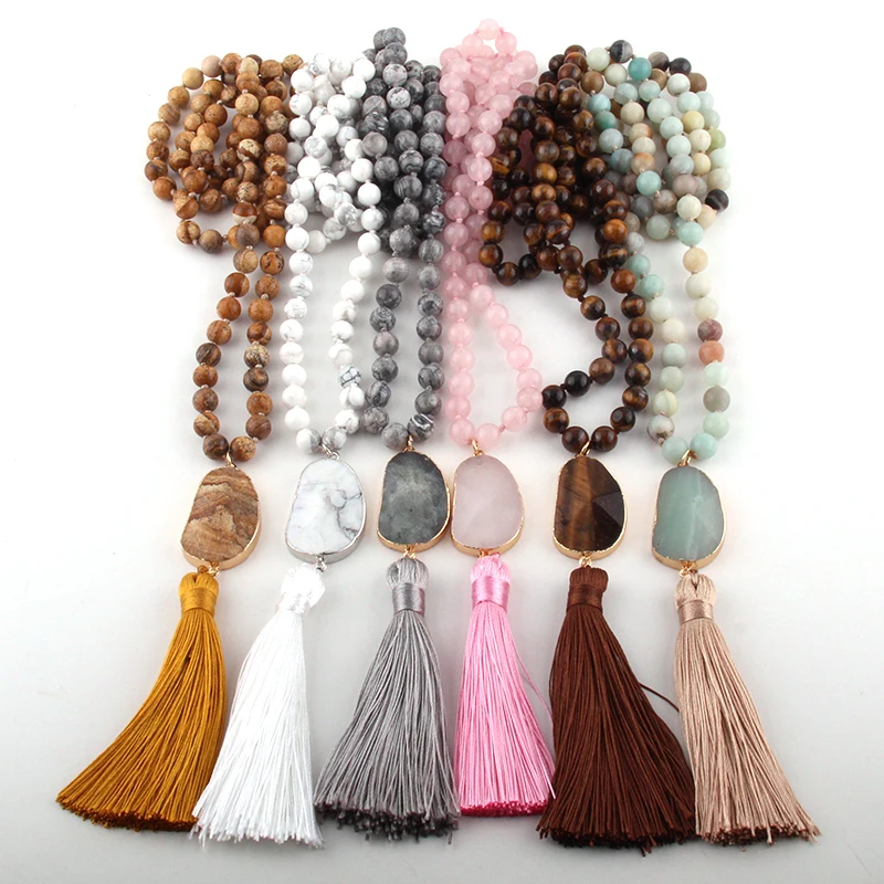 Fashion Bohemian Tribal Jewelry Natural Stones Long Knotted Long Tassel Necklaces Women Necklace Dropship
Fashion Bohemian Tribal Jewelry Natural Stones Long Knotted Long Tassel Necklaces Women Necklace Dropship