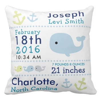 Custom Canvas Cushion Cover,Nautical Whale Birth Stats Nursery Throw Pillow Cases, Decorative Sofa Pillow Covers 45cm * 45cm
Custom Canvas Cushion Cover,Nautical Whale Birth Stats Nursery Throw Pillow Cases, Decorative Sofa Pillow Covers 45cm * 45cm
