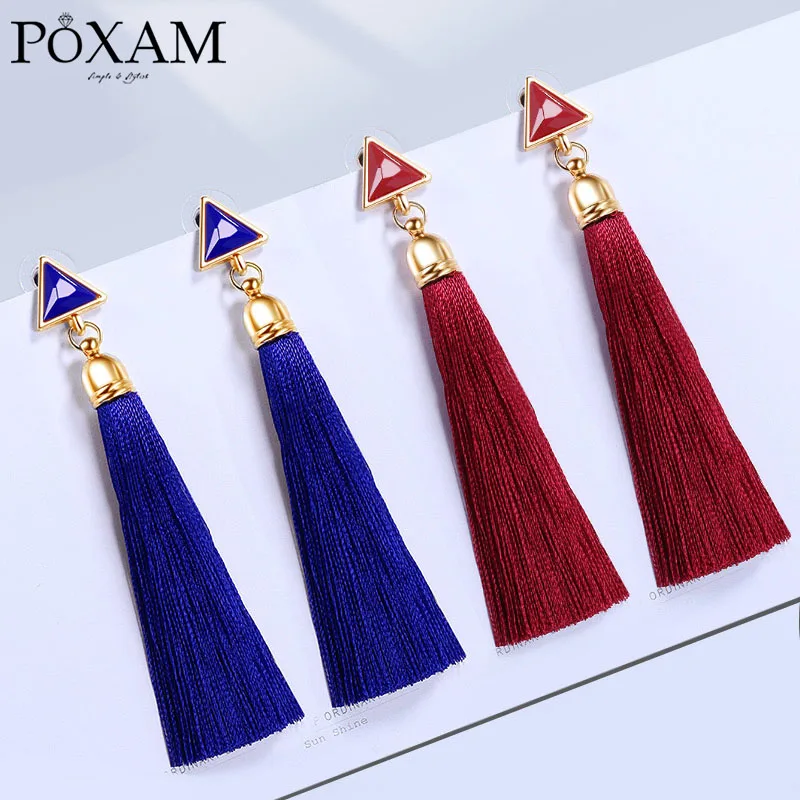 POXAM Fashion Bohemian Gold Long Tassel Earrings for Women Summer Girls Ethnic Silk Fabric Fringe Drop Dangle Earrings Jewelry
POXAM Fashion Bohemian Gold Long Tassel Earrings for Women Summer Girls Ethnic Silk Fabric Fringe Drop Dangle Earrings Jewelry