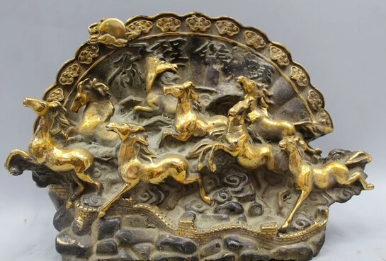 wholesale factory 11" Chinese Bronze Gild Folk Success Zodiac Year Eight Horse Statue Sculpture
wholesale factory 11" Chinese Bronze Gild Folk Success Zodiac Year Eight Horse Statue Sculpture