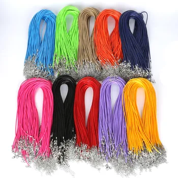 10Pcs 1.5mm 2mm Cotton Waxed Cord Nylon Leather Cord Lobster Clasp String Braided Rope DIY Bracelet Necklace Jewelry Findings