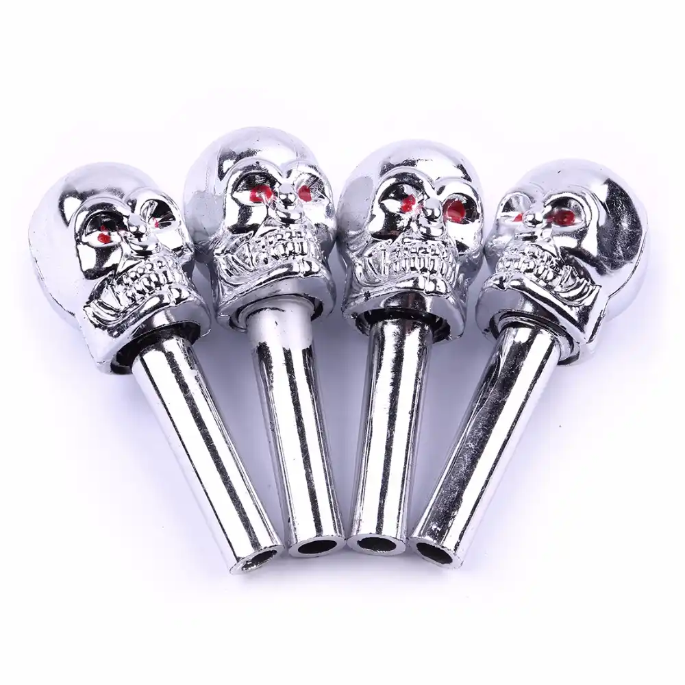 4x Skull Door Lock Locking Pins Pull Knobs With Red Painted Eyes