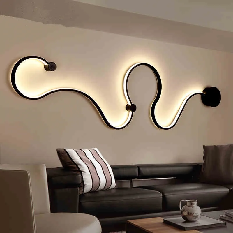 

Modern minimalist creative wall lamp black/white led indoor living room Bedroom bedside wall lights AC96-265V Sconce lampe deco