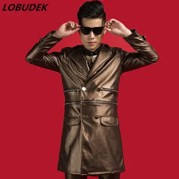 Tide Brown PU Leather Windbreaker Fashion Slim Coat Nightclub Vocal Concert Punk Singer Stage Outfit Bar Rock Dancer Host Cosume
Tide Brown PU Leather Windbreaker Fashion Slim Coat Nightclub Vocal Concert Punk Singer Stage Outfit Bar Rock Dancer Host Cosume