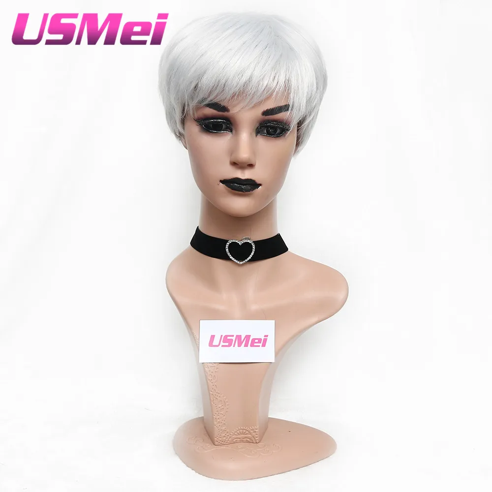 USMEI Short Synthetic Wigs for Black Women Grey White Color Natural Silky Straight Heat Resistant Fiber Hair Wig cosplay wear
USMEI Short Synthetic Wigs for Black Women Grey White Color Natural Silky Straight Heat Resistant Fiber Hair Wig cosplay wear
