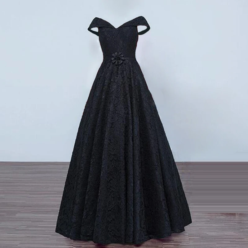 New Lace Evening Gowns Black Boat Neck Dress Sexy Long Evening Dresses Robe De Soiree Avondjurk
New Lace Evening Gowns Black Boat Neck Dress Sexy Long Evening Dresses Robe De Soiree Avondjurk
