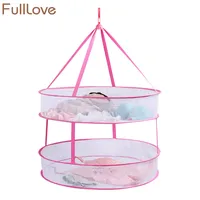 FullLove Multilayer Pink Nylon Mesh Drying Racks & Nets Clothes Underwear Bra Hanging Basket Laundry Storage & Organization image